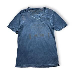 Blue‎ Affliction Like T-Shirt Grunge AOP Eagle Patch Size XS 17x26 Streetwear